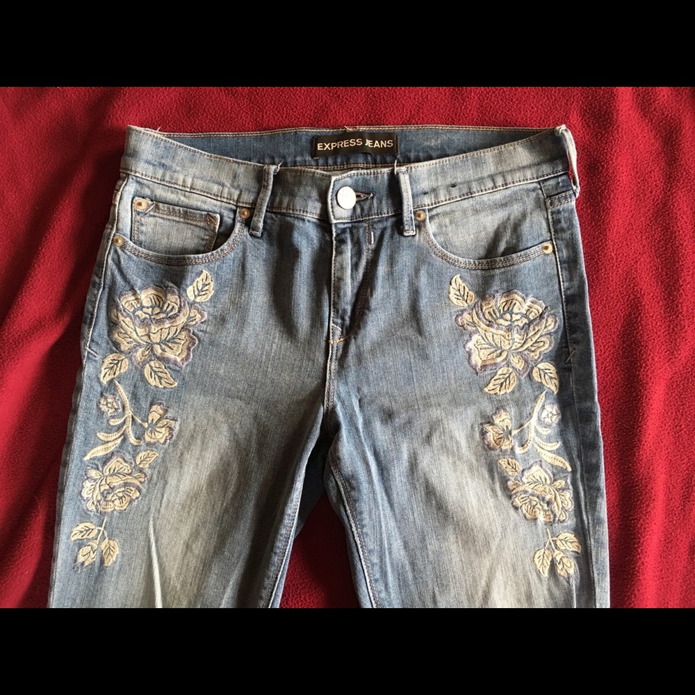 Express embroidered skinny jean